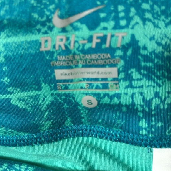 NIKE Women's 22" Epic Run Cropped Running Tights 825863 Green Blue Print Size S - Picture 5 of 11